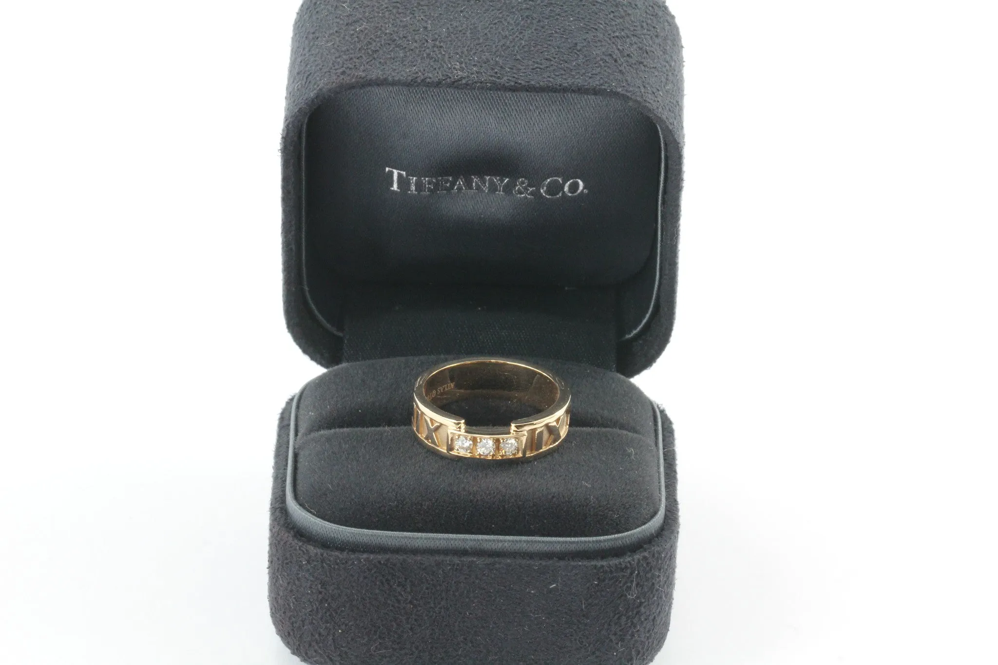 Tiffany & Co 18K Rose Gold Atlas Ring with Round Diamonds Size 6