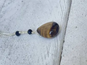 Tiger's Eye & Black Glass Necklace