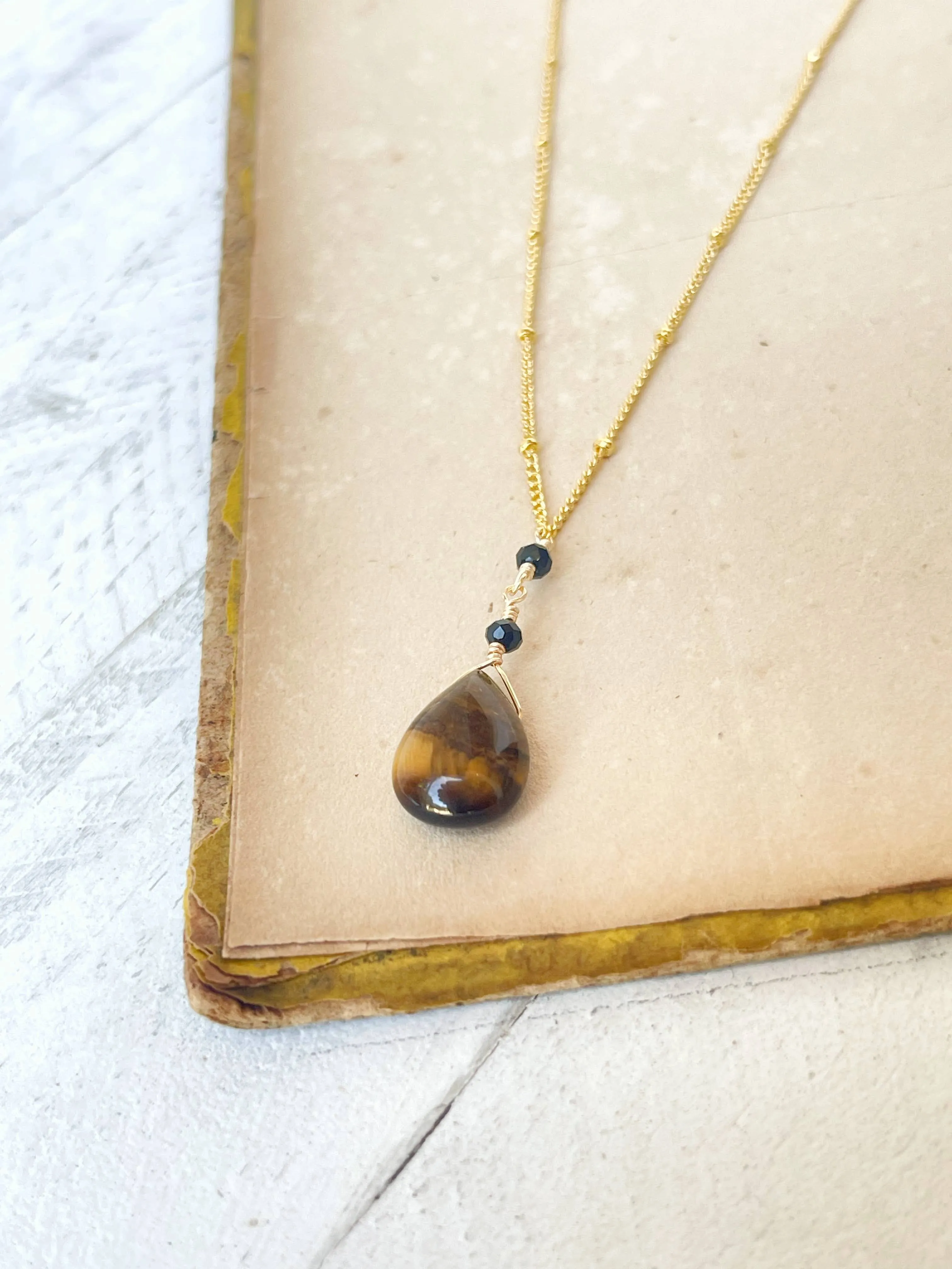 Tiger's Eye & Black Glass Necklace