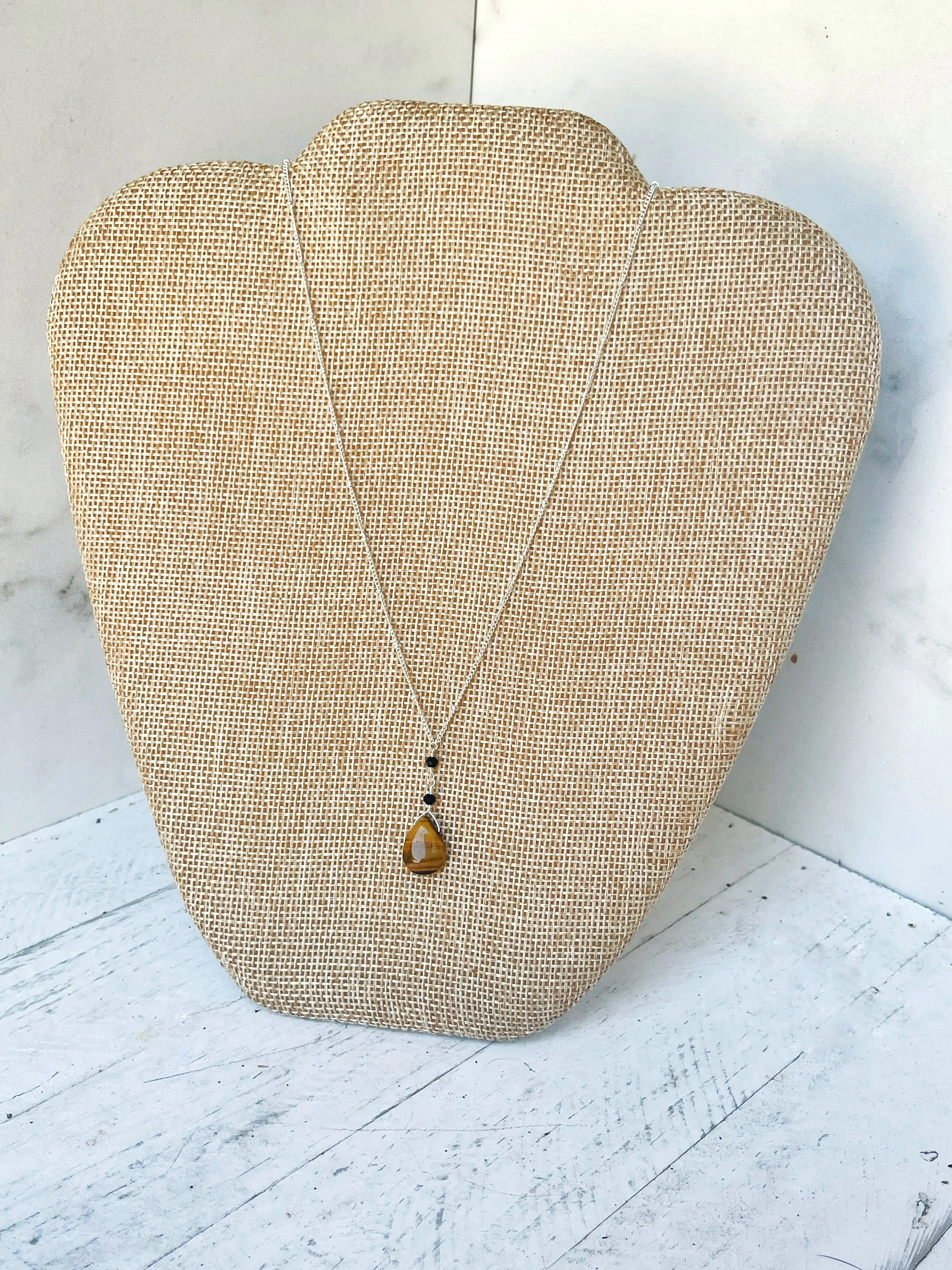 Tiger's Eye & Black Glass Necklace