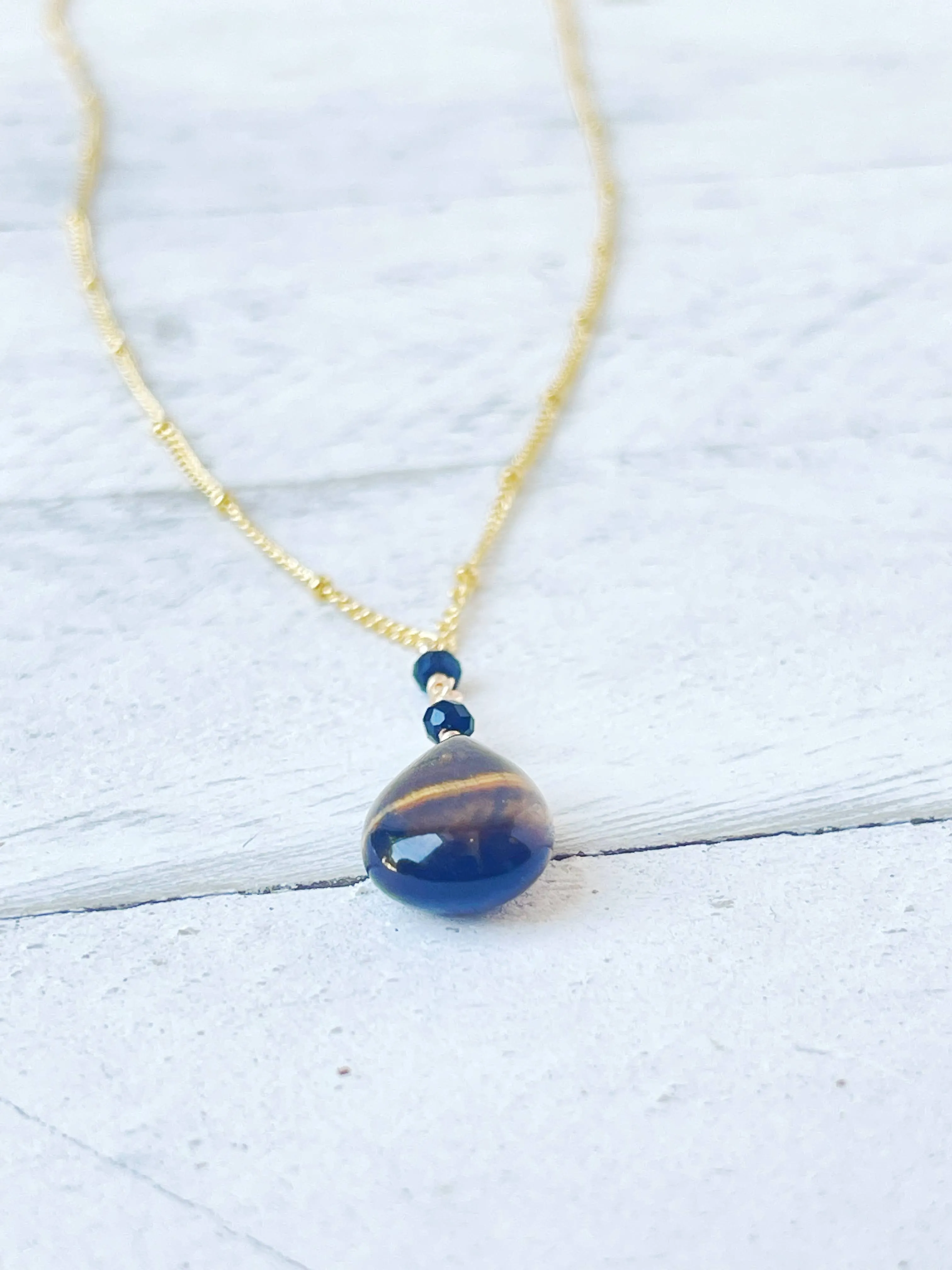 Tiger's Eye & Black Glass Necklace