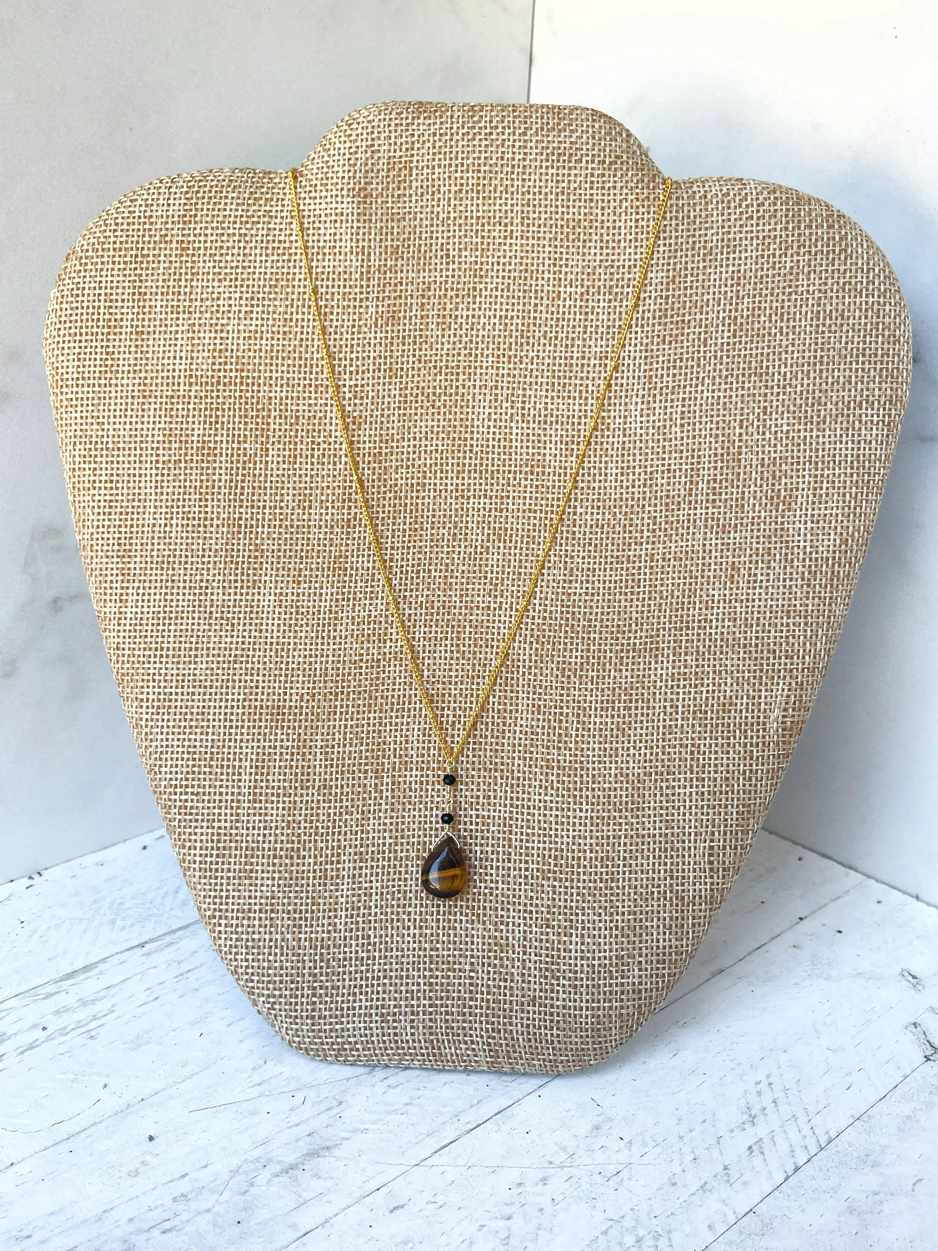 Tiger's Eye & Black Glass Necklace