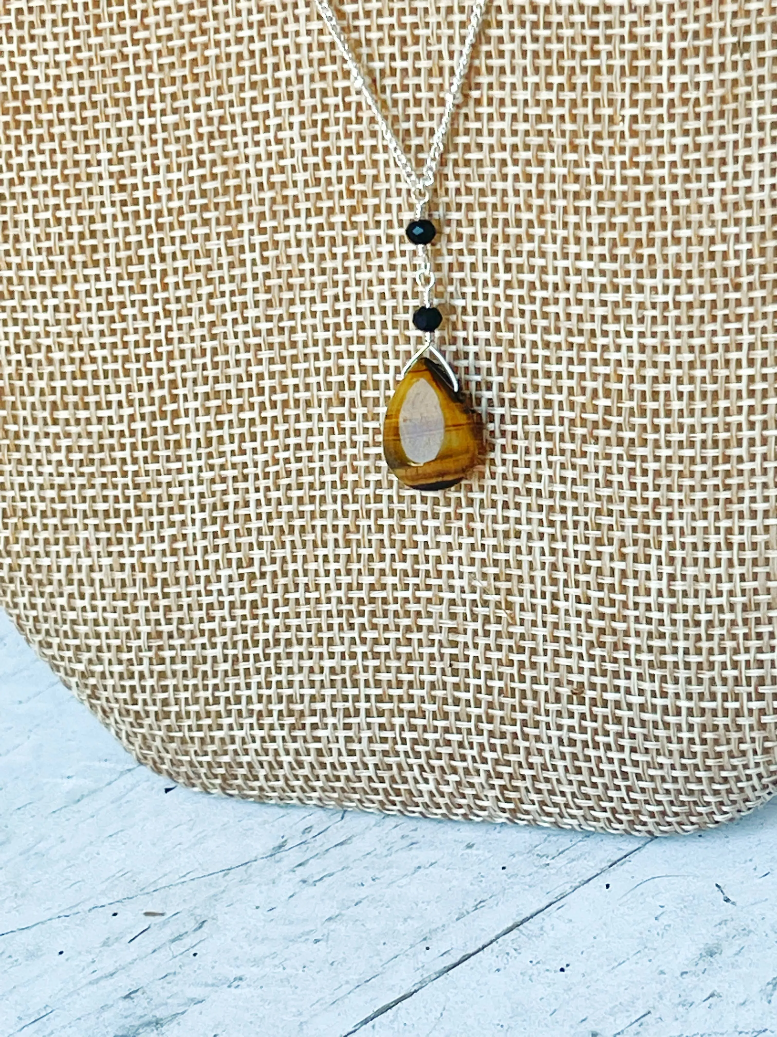 Tiger's Eye & Black Glass Necklace