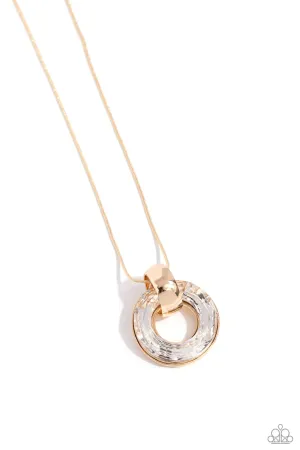 Timeless Triumph - Gold - White Gem Ring Paparazzi Long Necklace