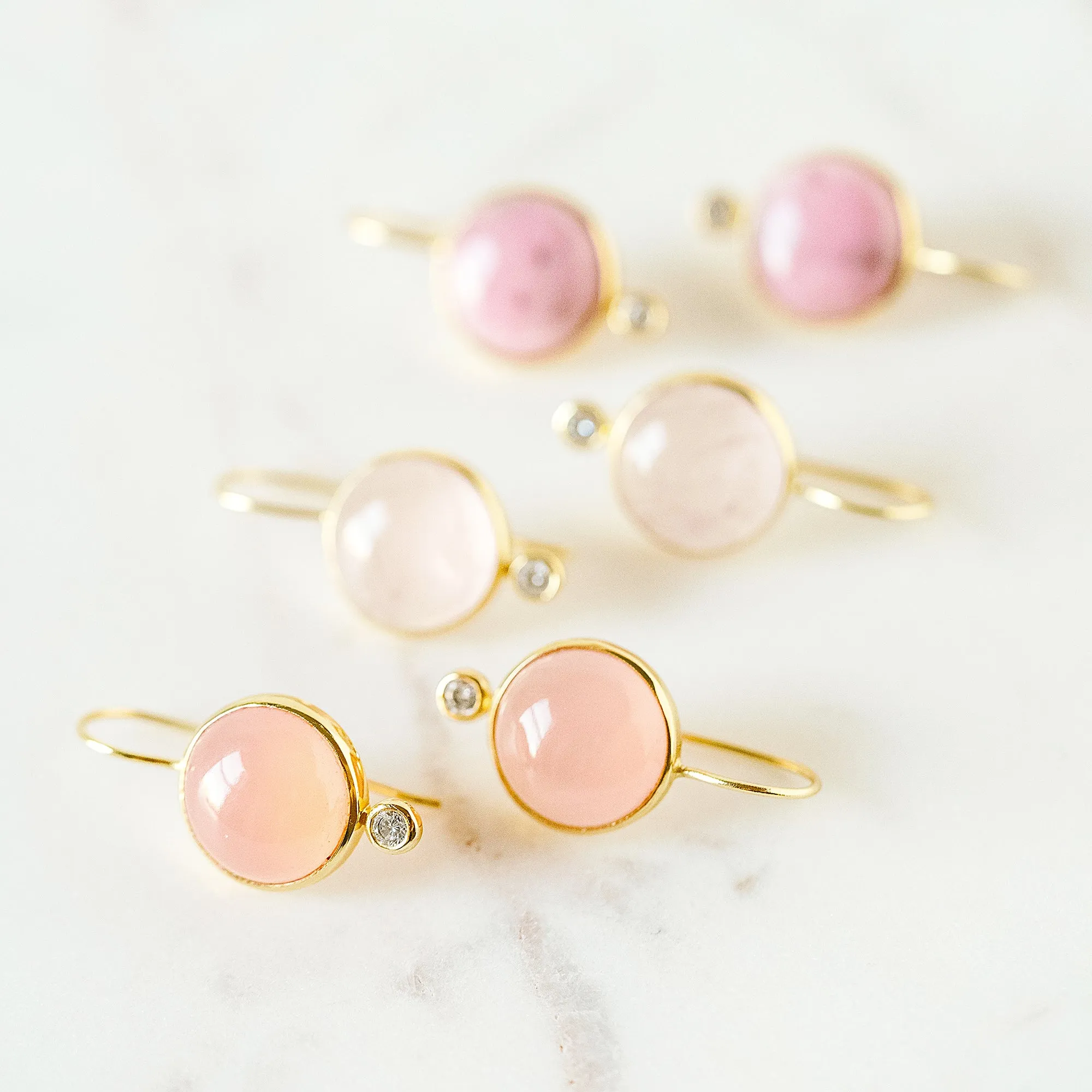 Tini Mini Drop Earrings in Pink Petalite