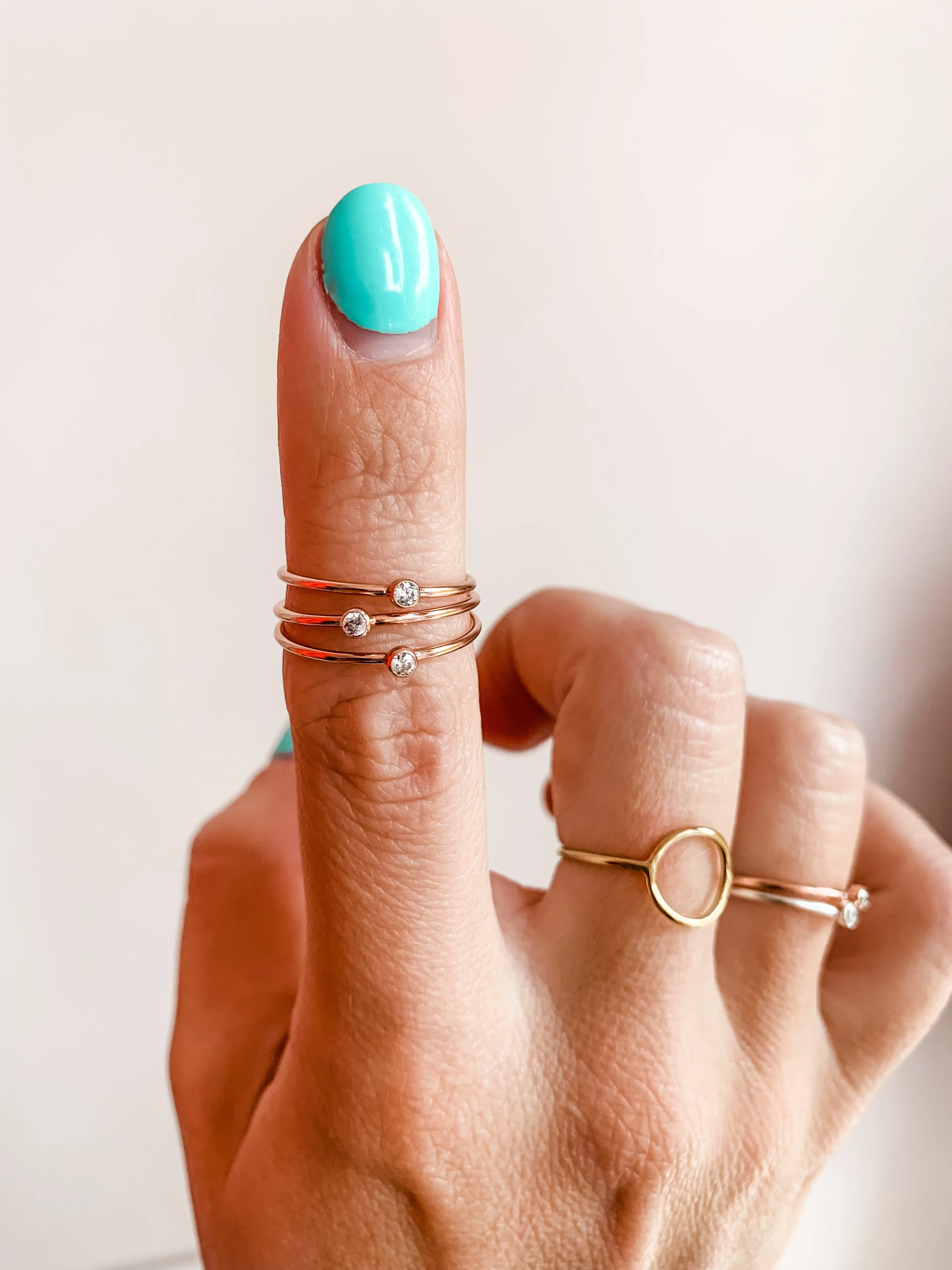 Tiny CZ Stacking Ring - Rose Gold