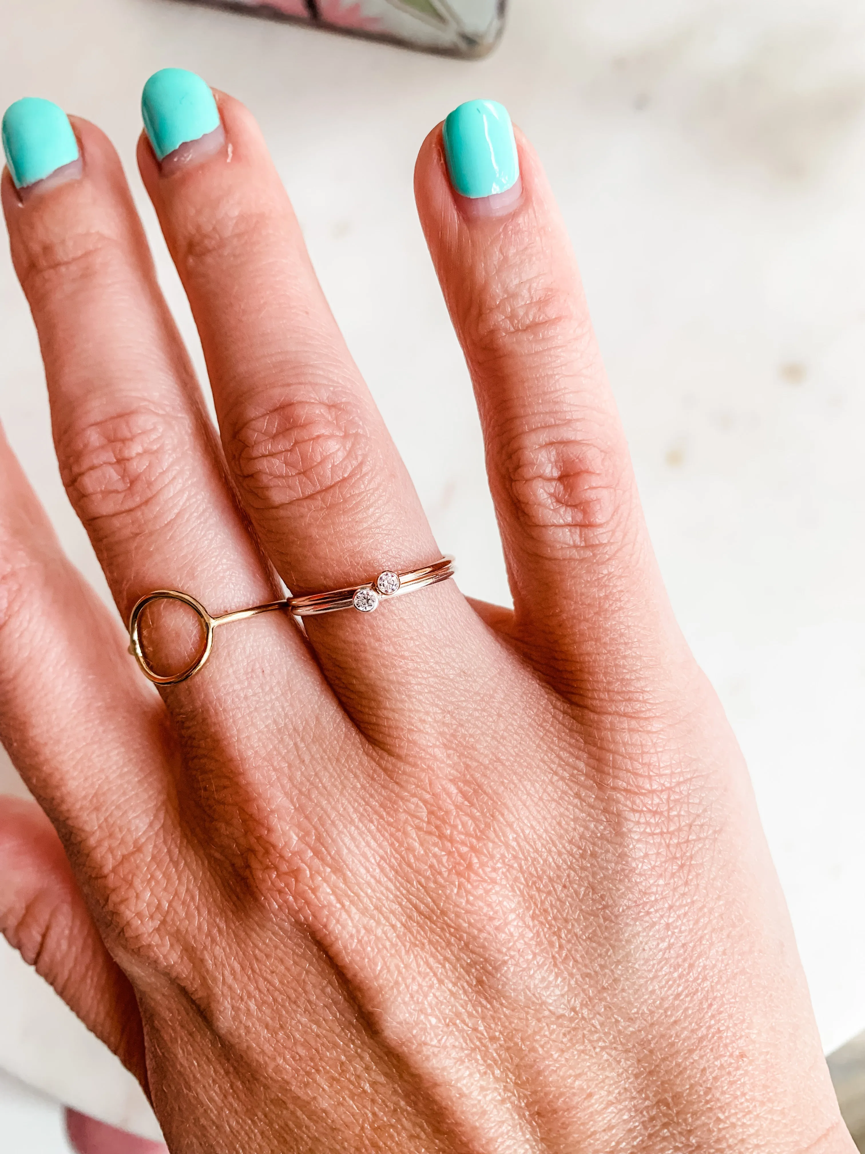 Tiny CZ Stacking Ring - Rose Gold