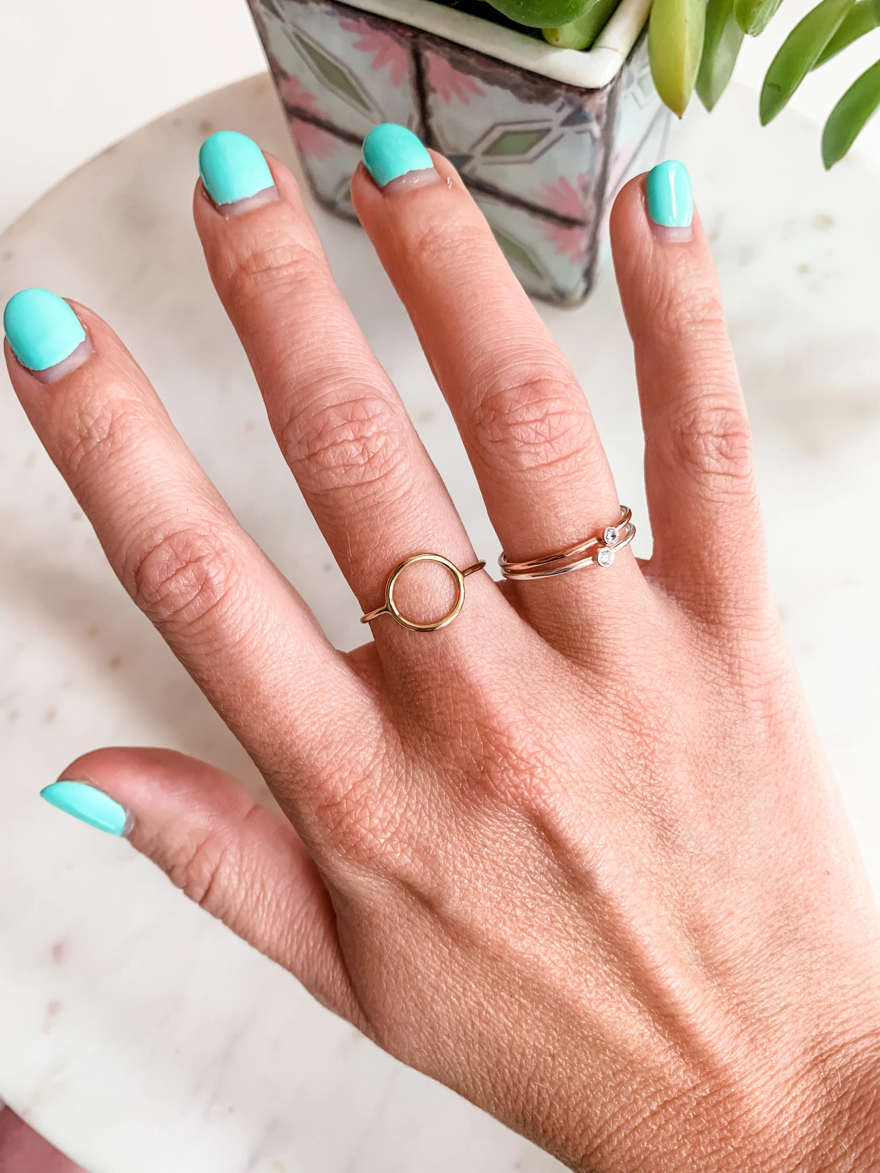 Tiny CZ Stacking Ring - Rose Gold