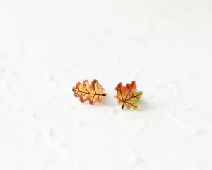 Tiny Maple and Oak Leaf Studs