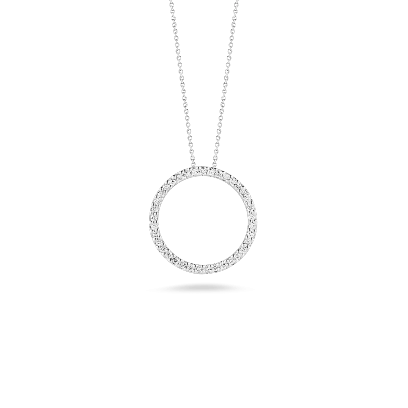Tiny Treasures 18K White Gold Medium Diamond Cirlce Drop Necklace