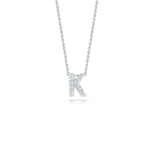 Tiny Treasures Diamond Love Letter "K" in White Gold