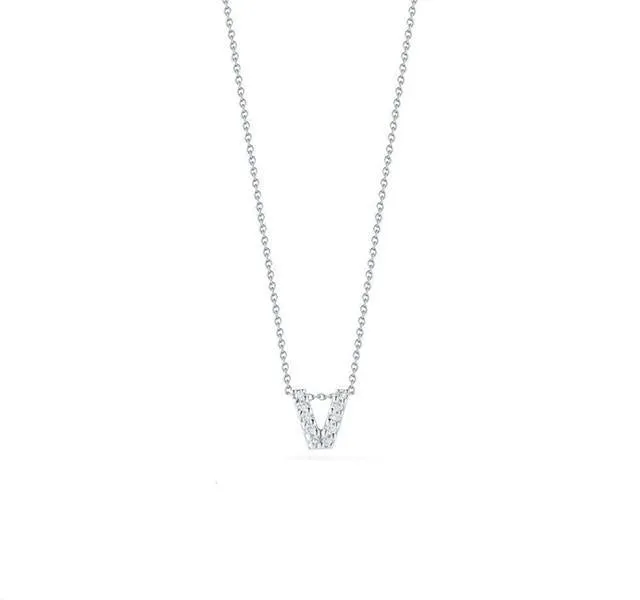 Tiny Treasures Diamond Love Letter "V" in White Gold