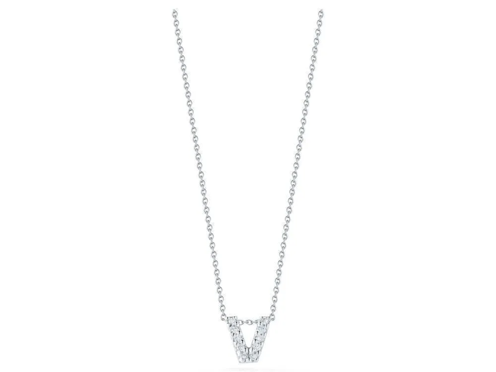 Tiny Treasures Diamond Love Letter "V" in White Gold