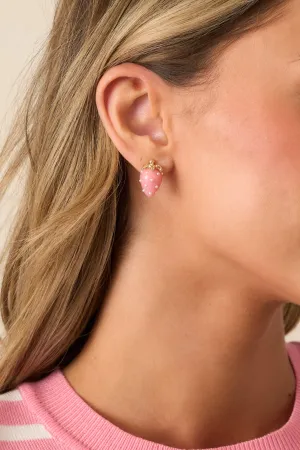 Too Sweet To Me Pink & Pearl Strawberry Earrings