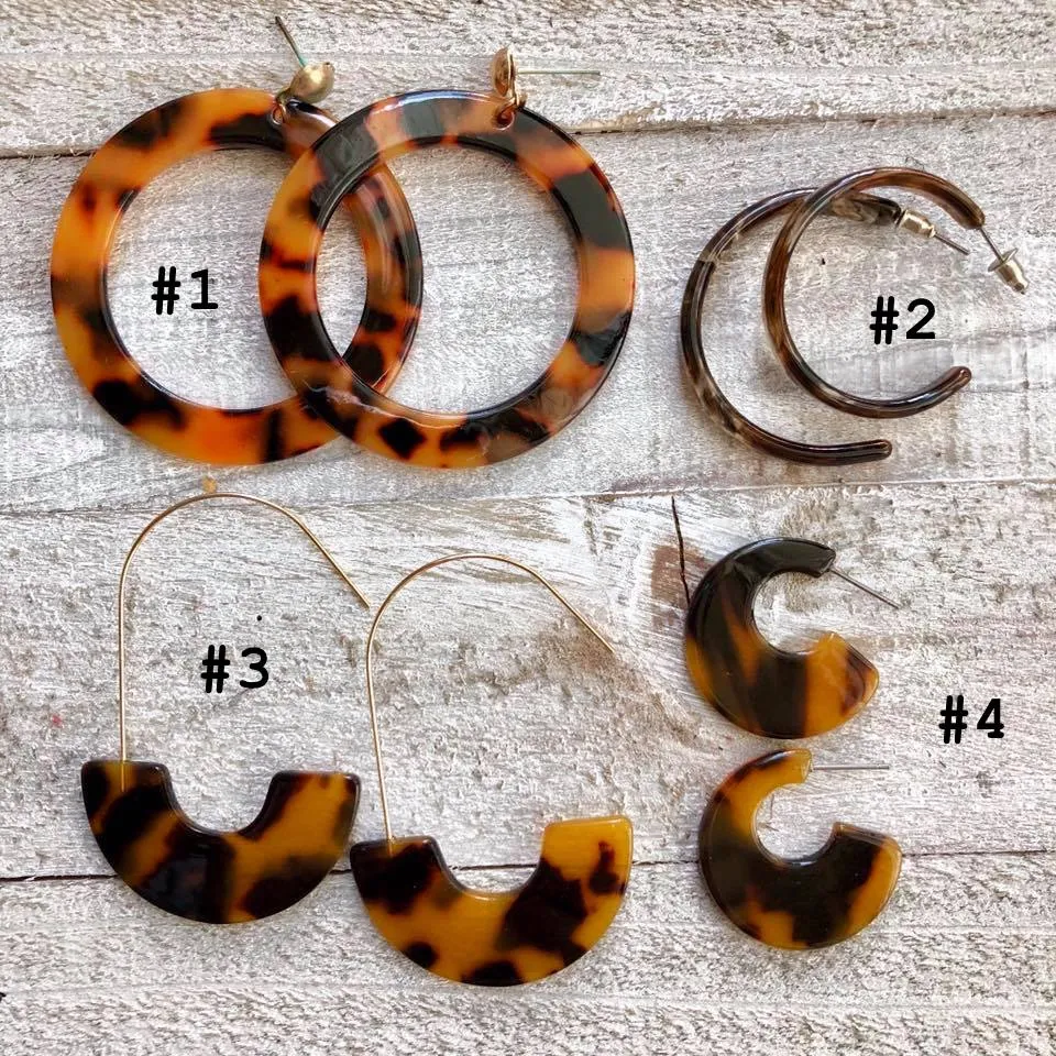 Tortoise Leopard Resin Earrings