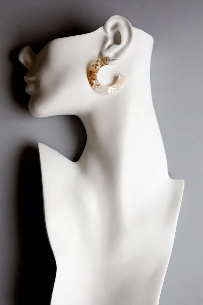 Tortoise Shell Earrings (White/Amber Mixed)