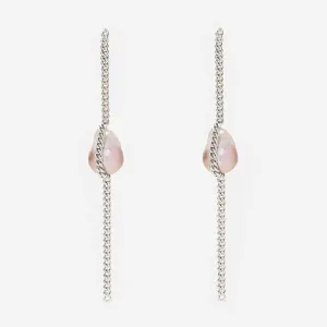 Traced Pearl Earrings in Silver