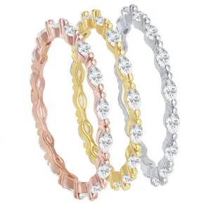 Tri-Color Marquise Eternity Band Set