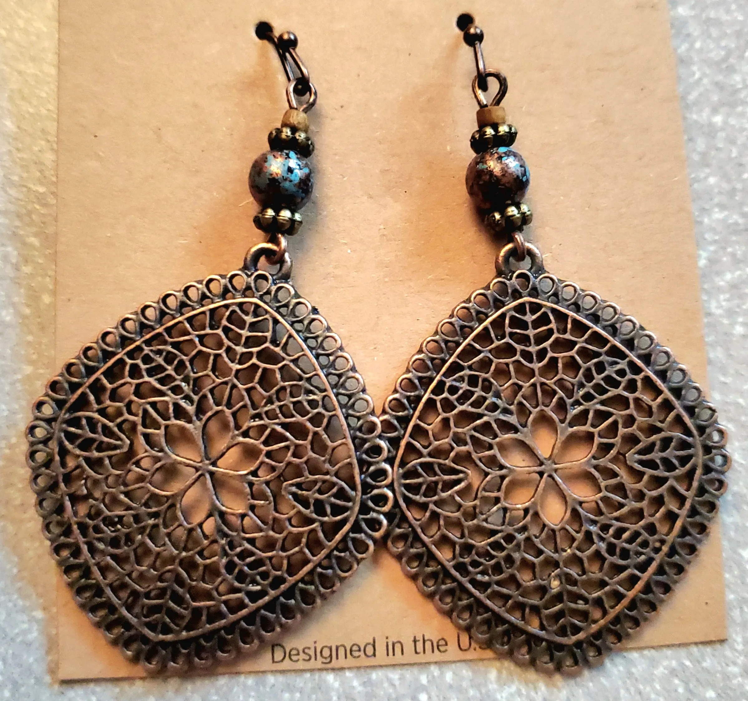 Triangle Filigree  Drop Earrings