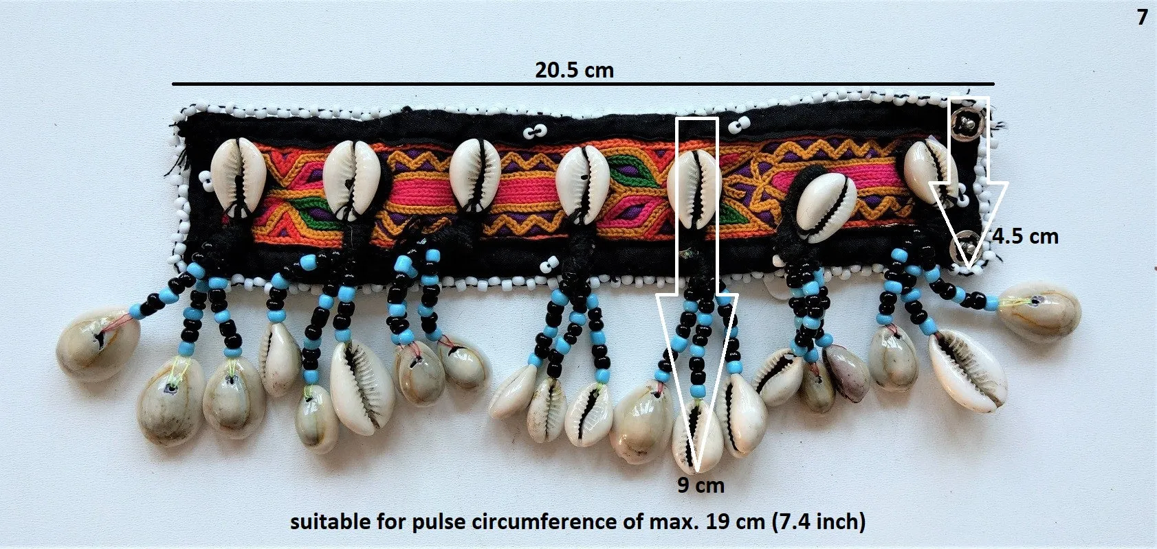 Tribal bracelet with real cowrie shell tassels