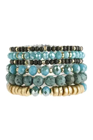 Turquoise Mix Stackable Charm Bracelet - Pack of 6