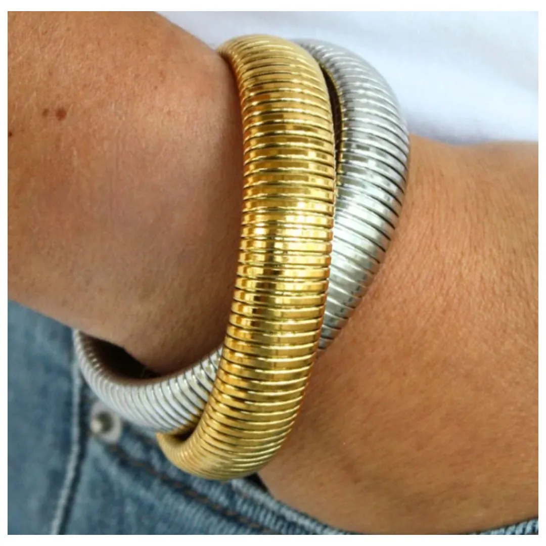 Two Tone Cobra Twisted Stretch Bracelet