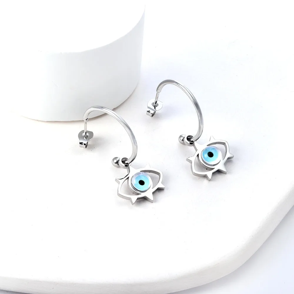 Unique Geometric Korean-Style Stainless Steel Trendy Drop Earrings for Fashion-Conscious Women
