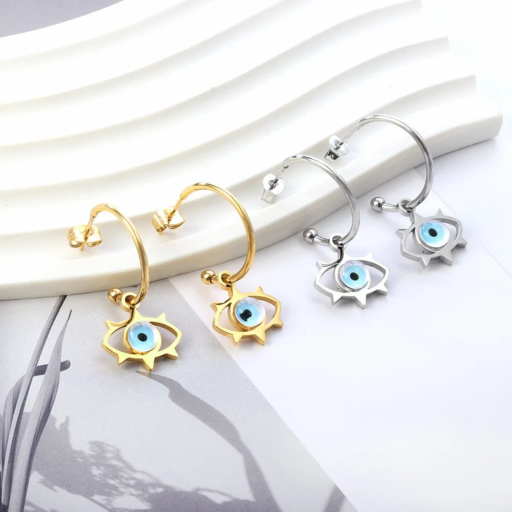 Unique Geometric Korean-Style Stainless Steel Trendy Drop Earrings for Fashion-Conscious Women
