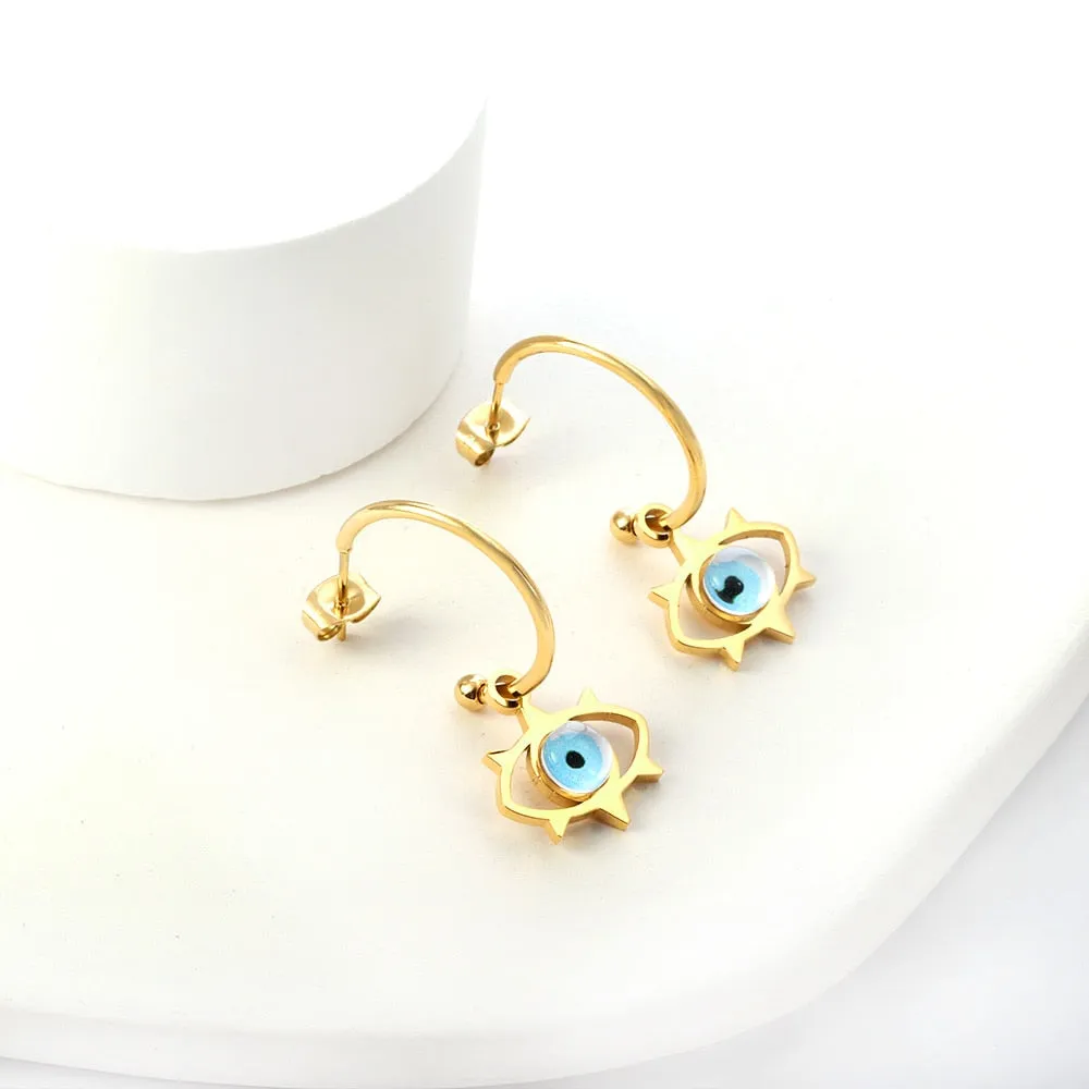 Unique Geometric Korean-Style Stainless Steel Trendy Drop Earrings for Fashion-Conscious Women