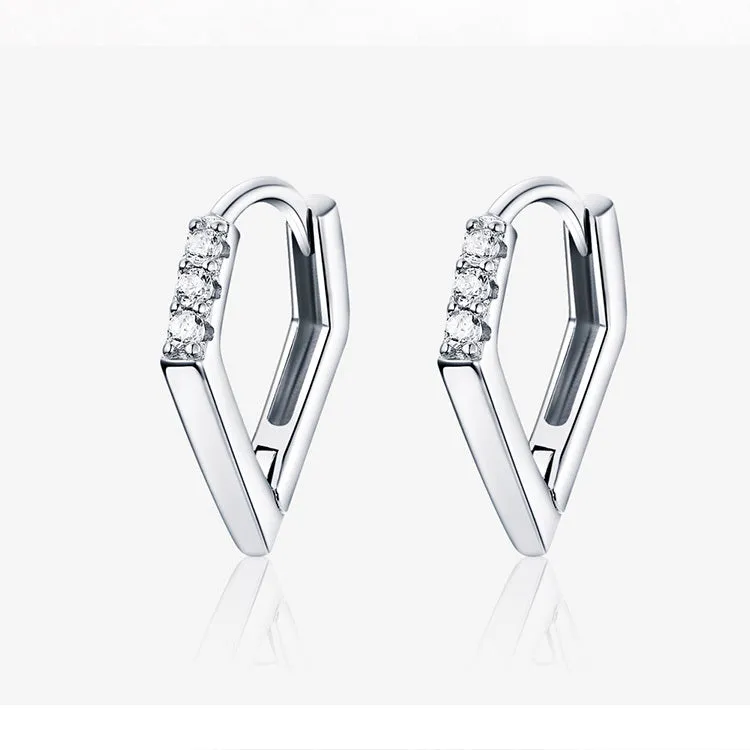 V-Edge Sterling Silver Hoop Earrings