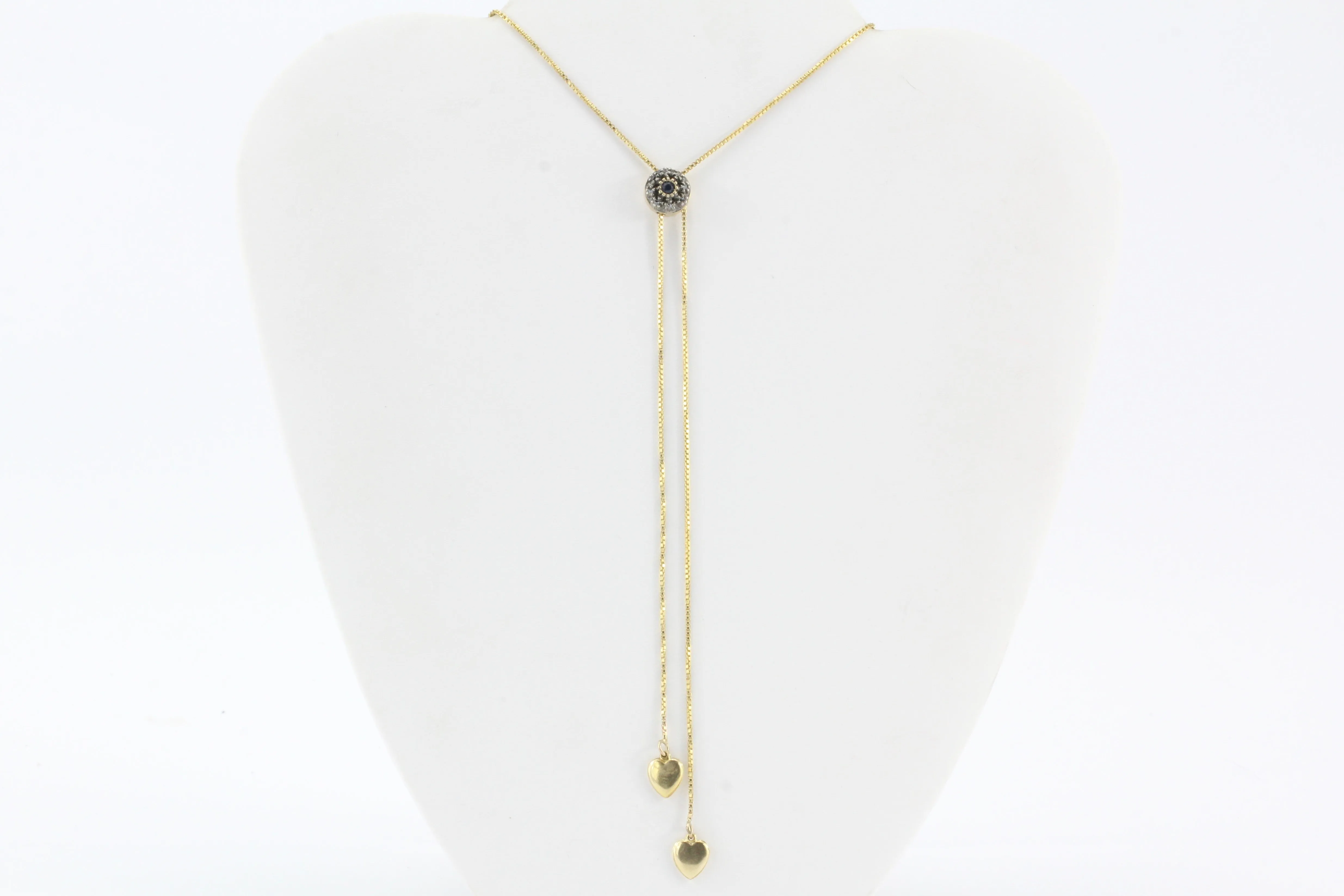 Victorian Gold & Sapphire & Diamond Slide on 14K Gold Heart Chain Necklace