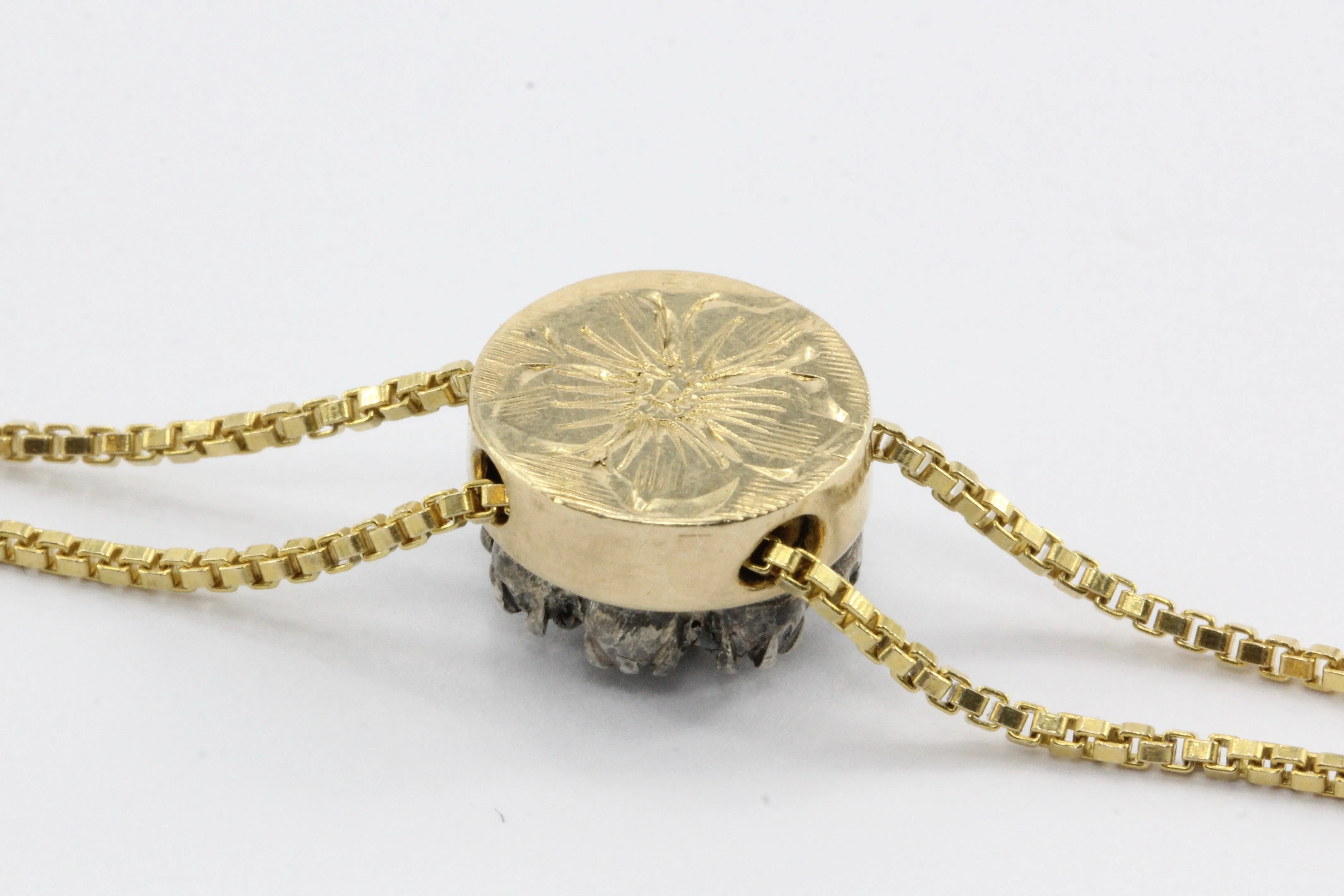 Victorian Gold & Sapphire & Diamond Slide on 14K Gold Heart Chain Necklace