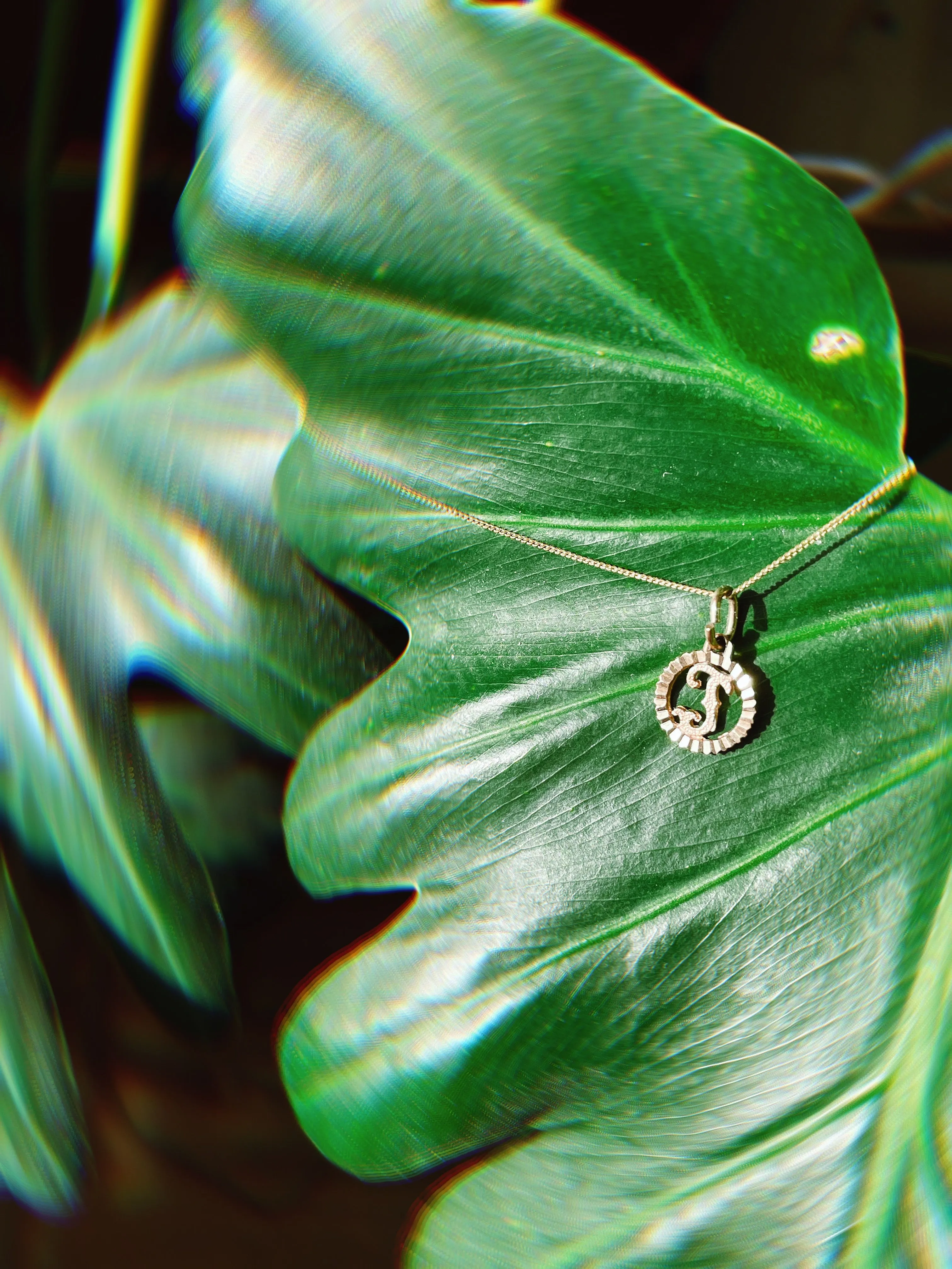 Vintage 10k Gold Initial Pendant and Chain “J”