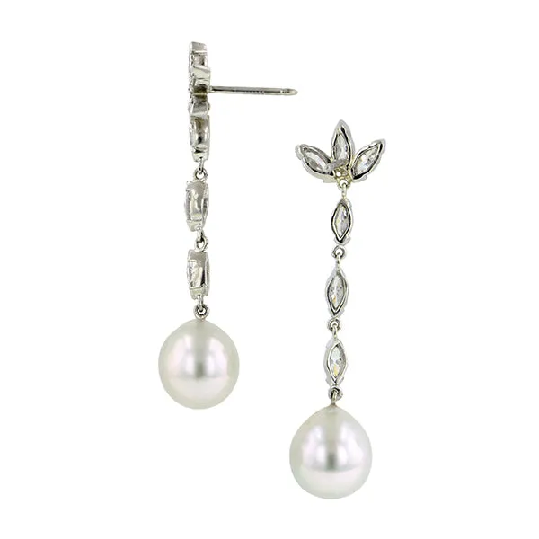 Vintage Diamond & Pearl Drop Earrings