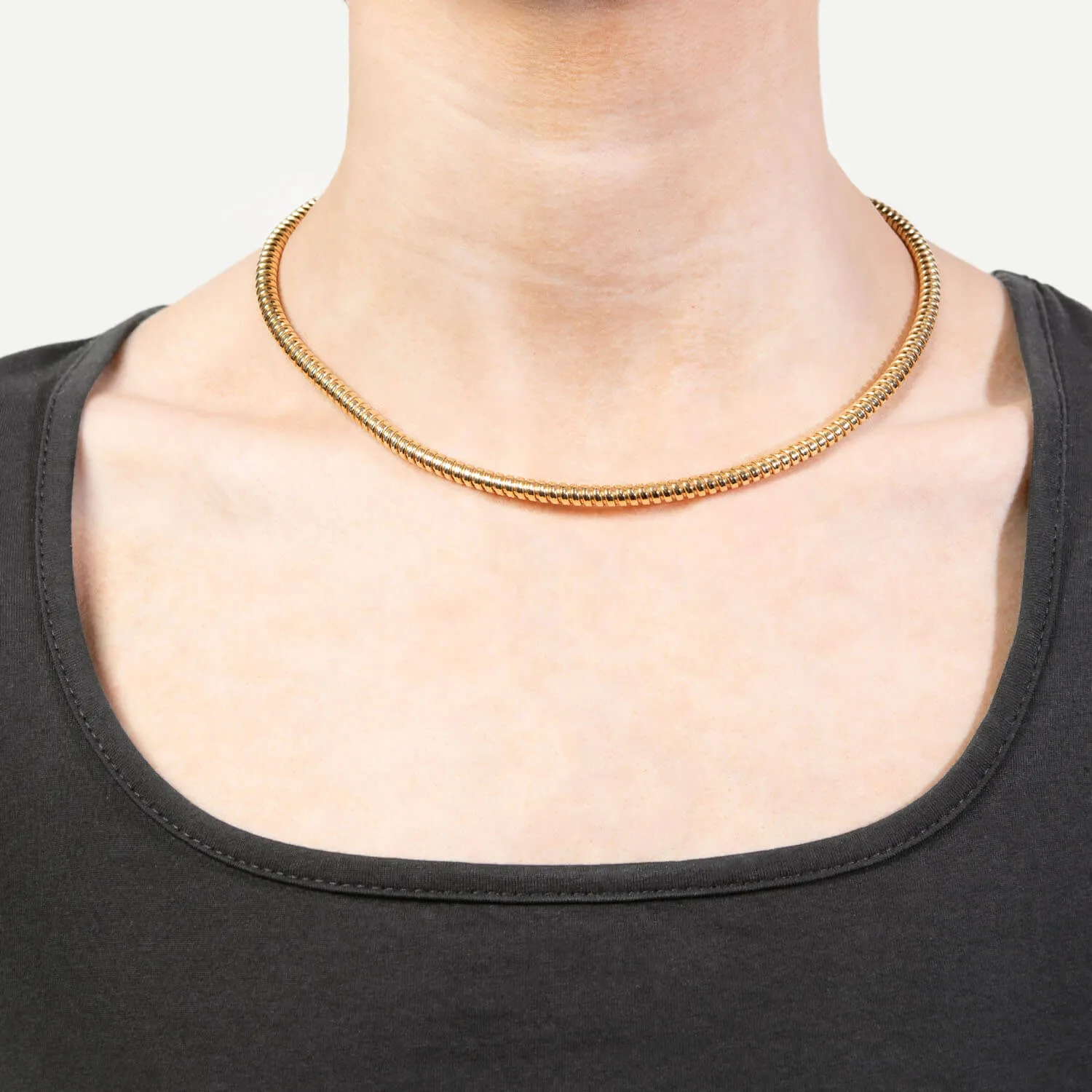 Vintage Italian 14k Gas Pipe Necklace 16"