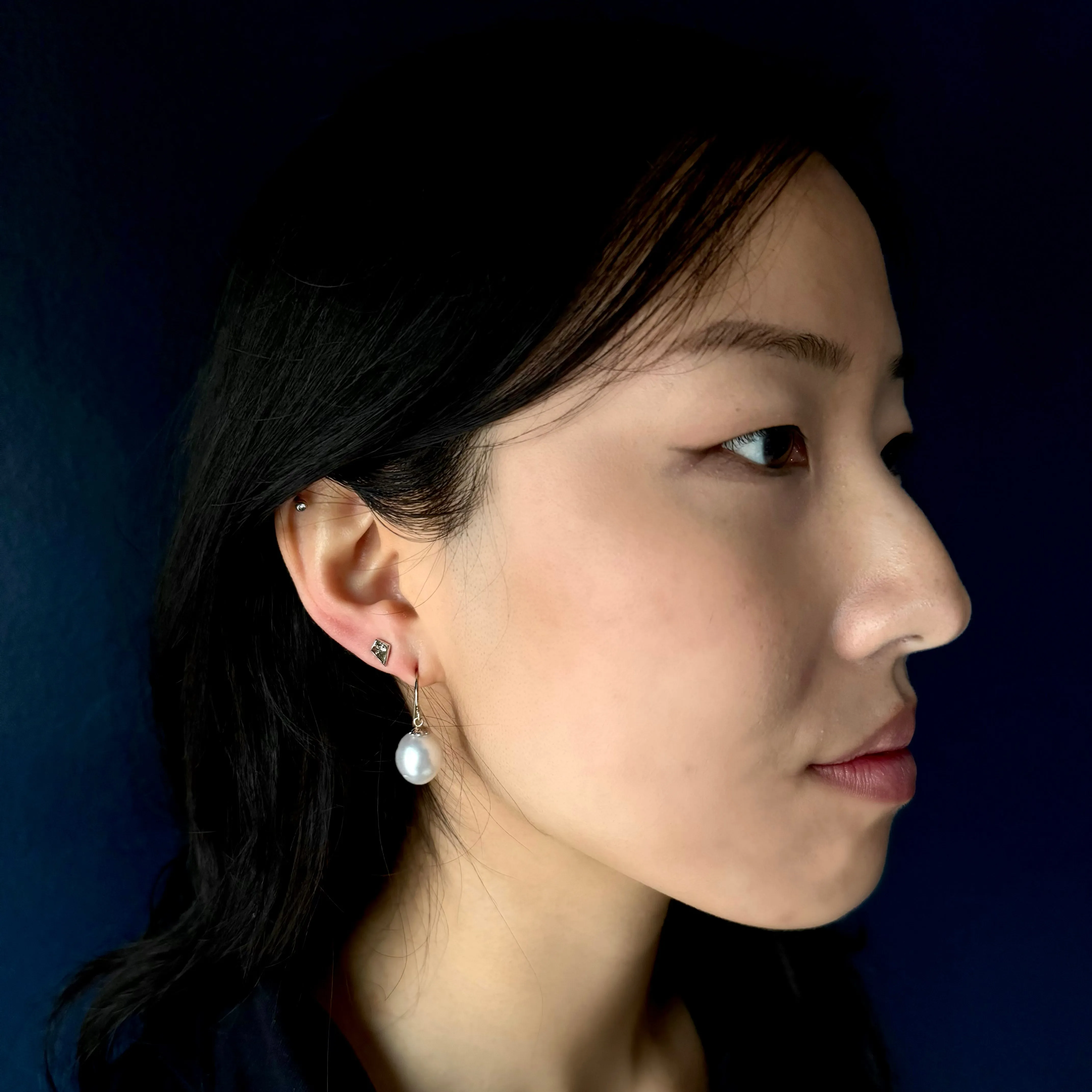 Vintage Platinum Large Baroque Pearl Drop Earrings