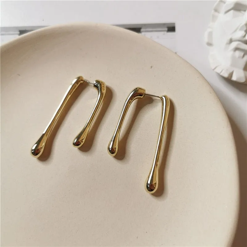Water Drop Earrings | High-Shine Statement Dangles with Front & Back Design