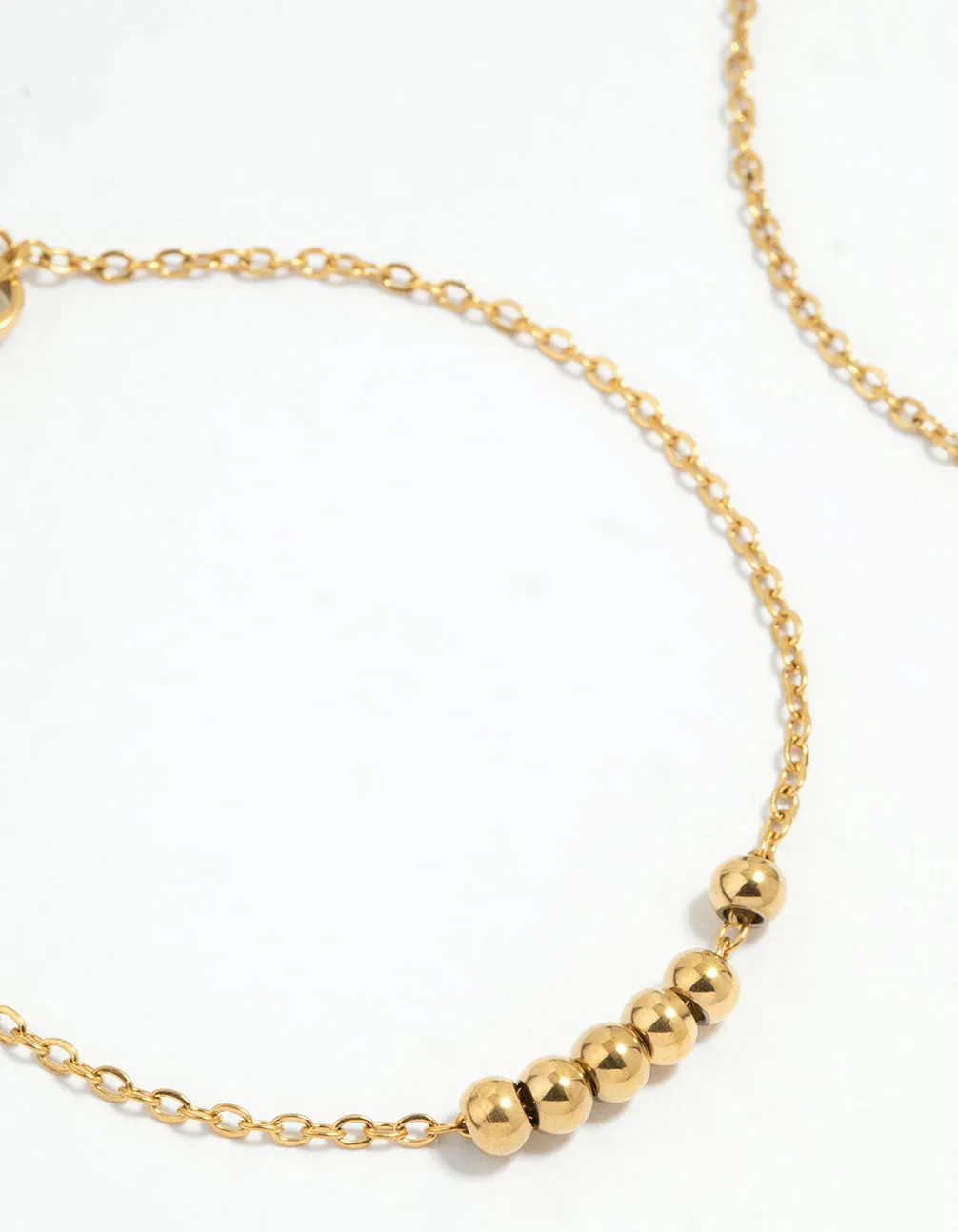 Waterproof Gold Plated Stainless Steel Layered Ball Bracelets 2-Pack