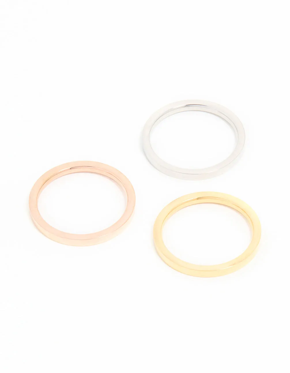 Waterproof Mixed Plated Stainless Steel Stacking Rings 3-Pack
