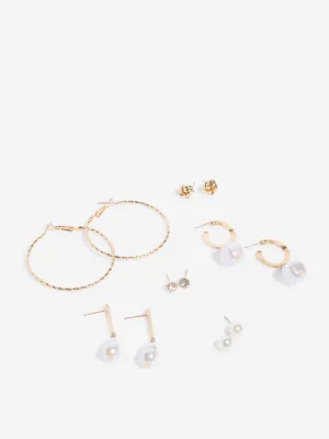Westside Accessories Gold Pearl & Hoops Earrings - Pack of 6