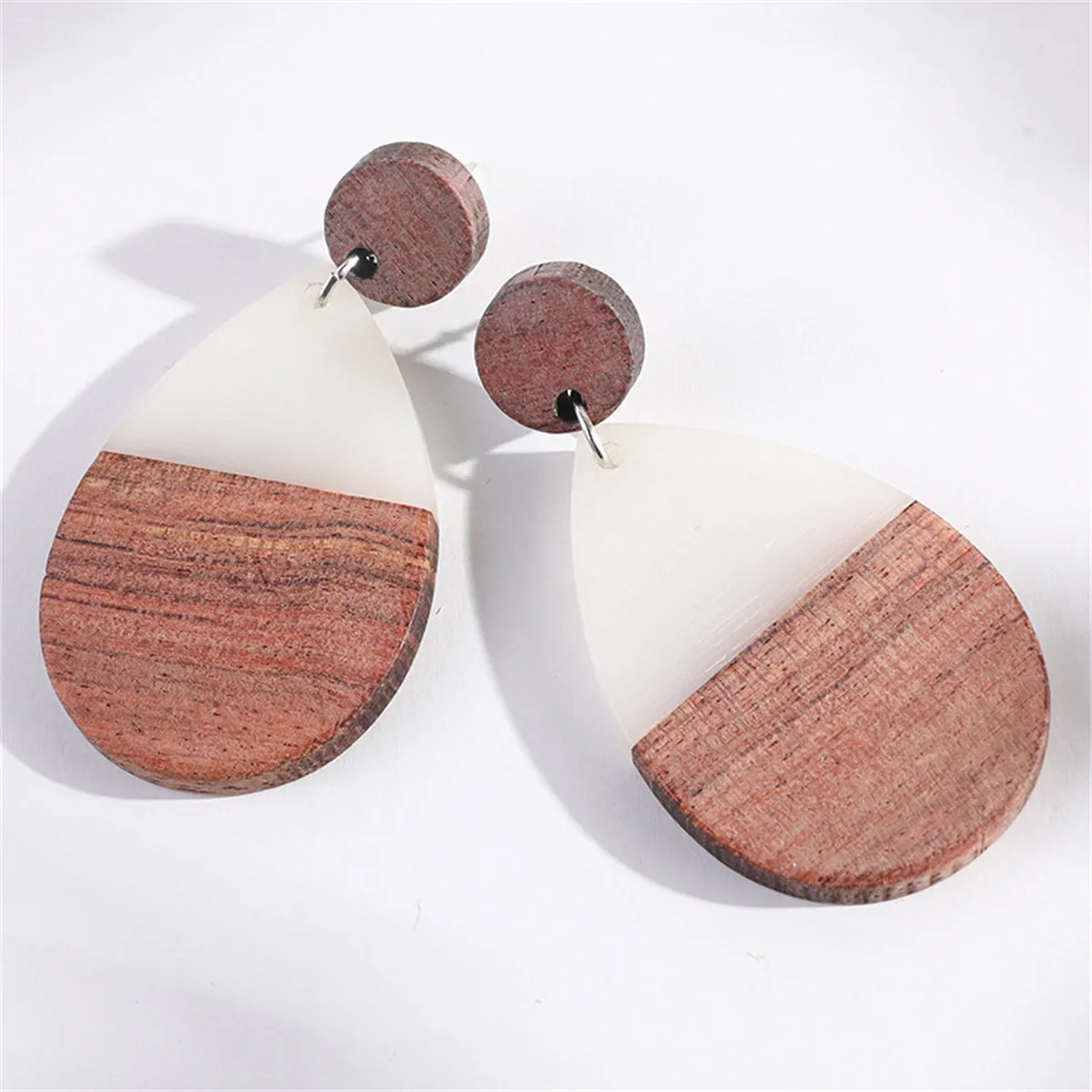 White & Brown Oval Drop Earrings