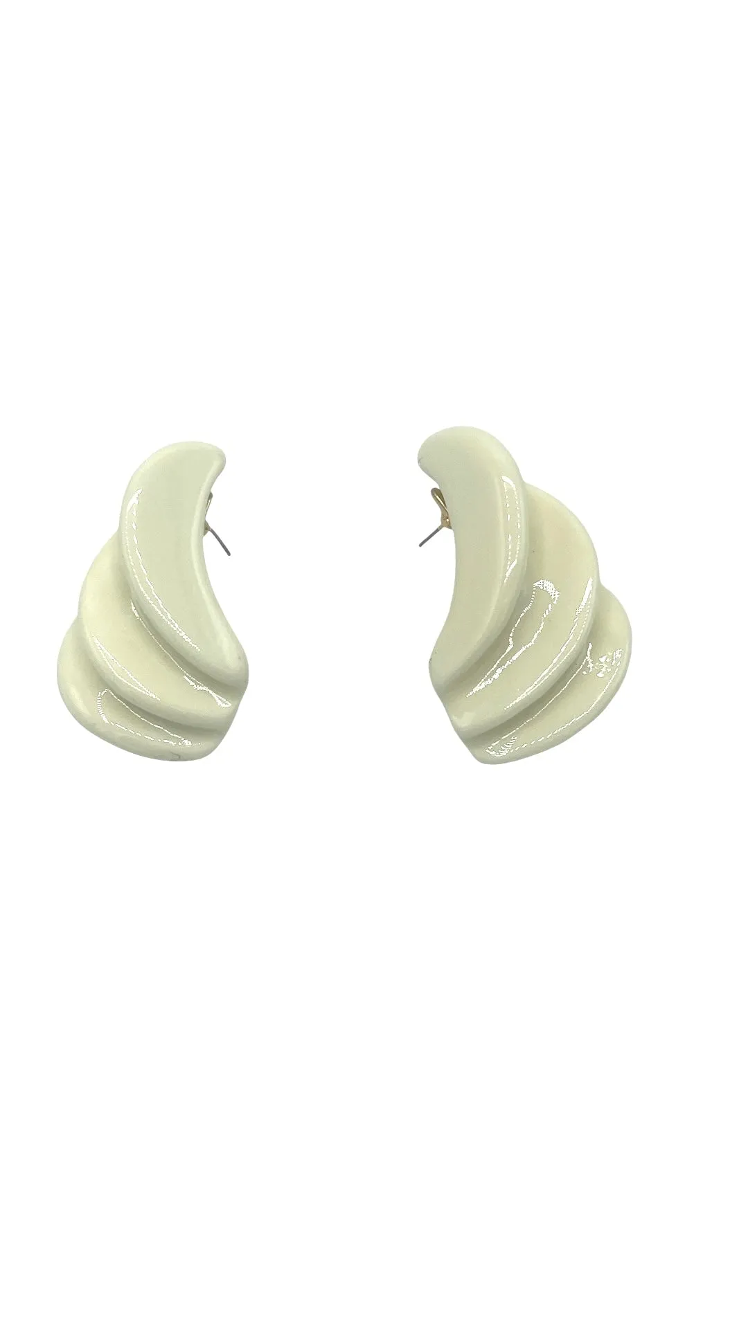 White Fan Shaped Earrings