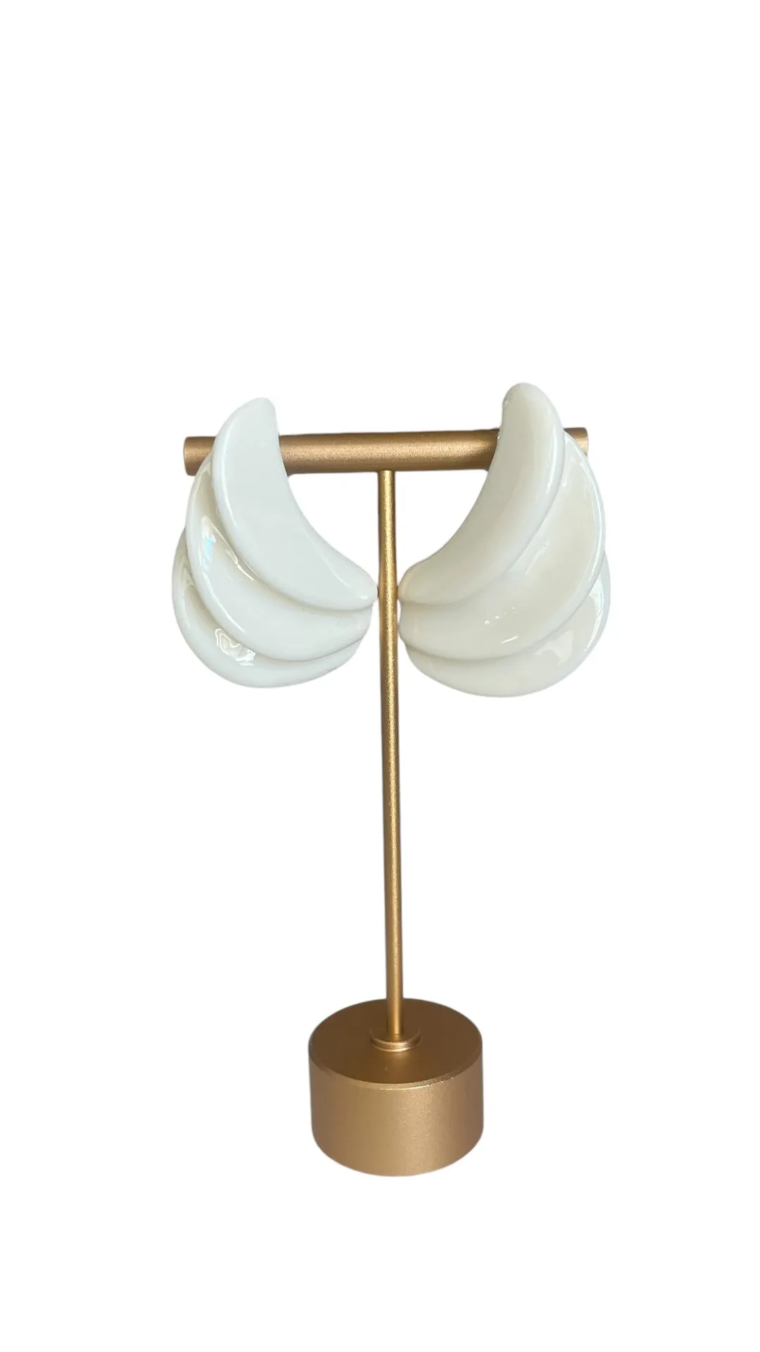 White Fan Shaped Earrings