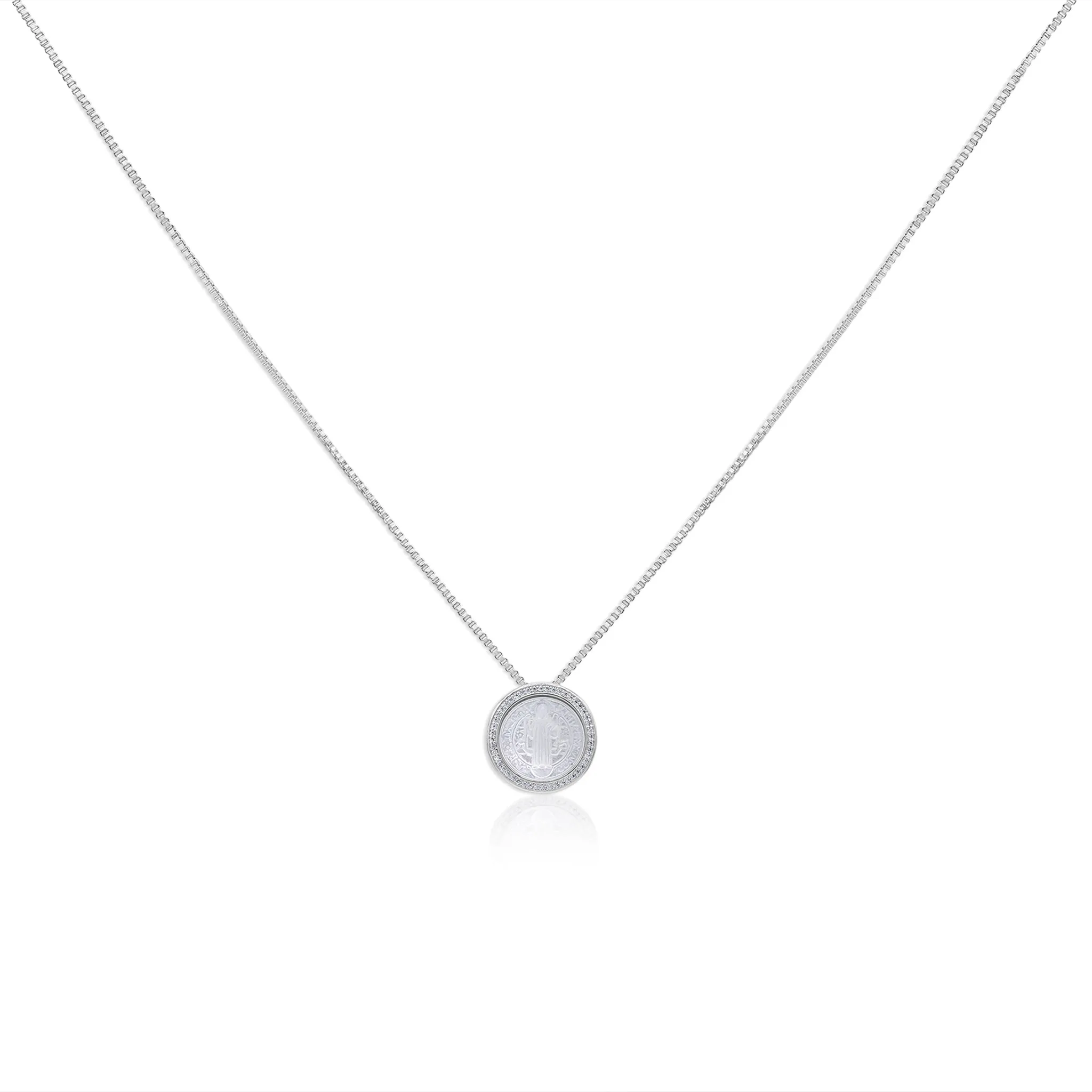 White gold  & Diamond Mother of Pearl Pendant