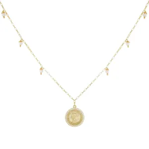 White Pearl Coin Necklace