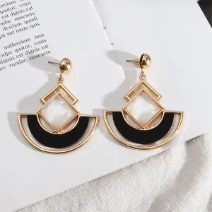 White Shell & Wood 18K Gold-Plated Rhombus Fan Drop Earrings