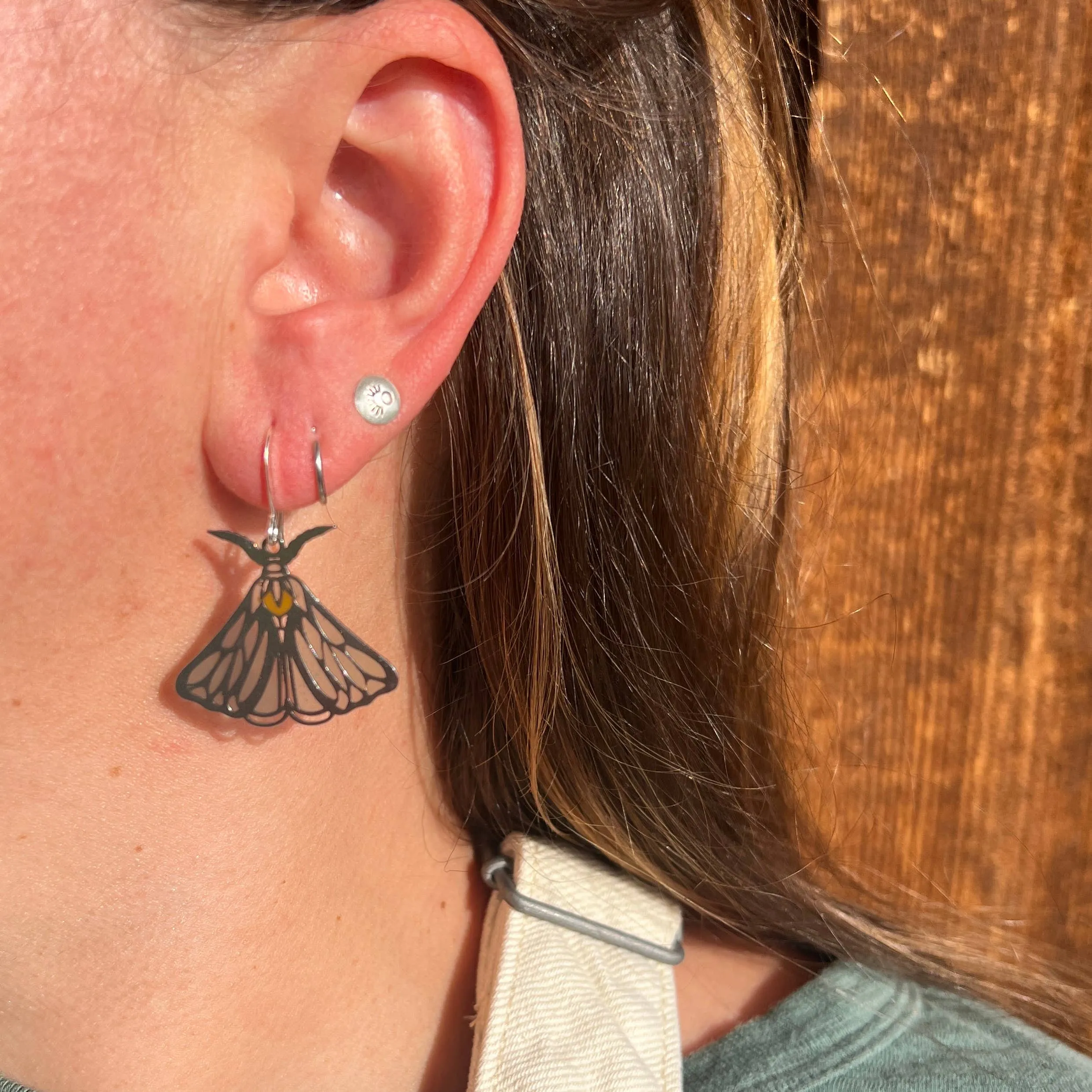 Wild Lupine Folkcraft - Luna Moth - Stained Glass Resin Earrings