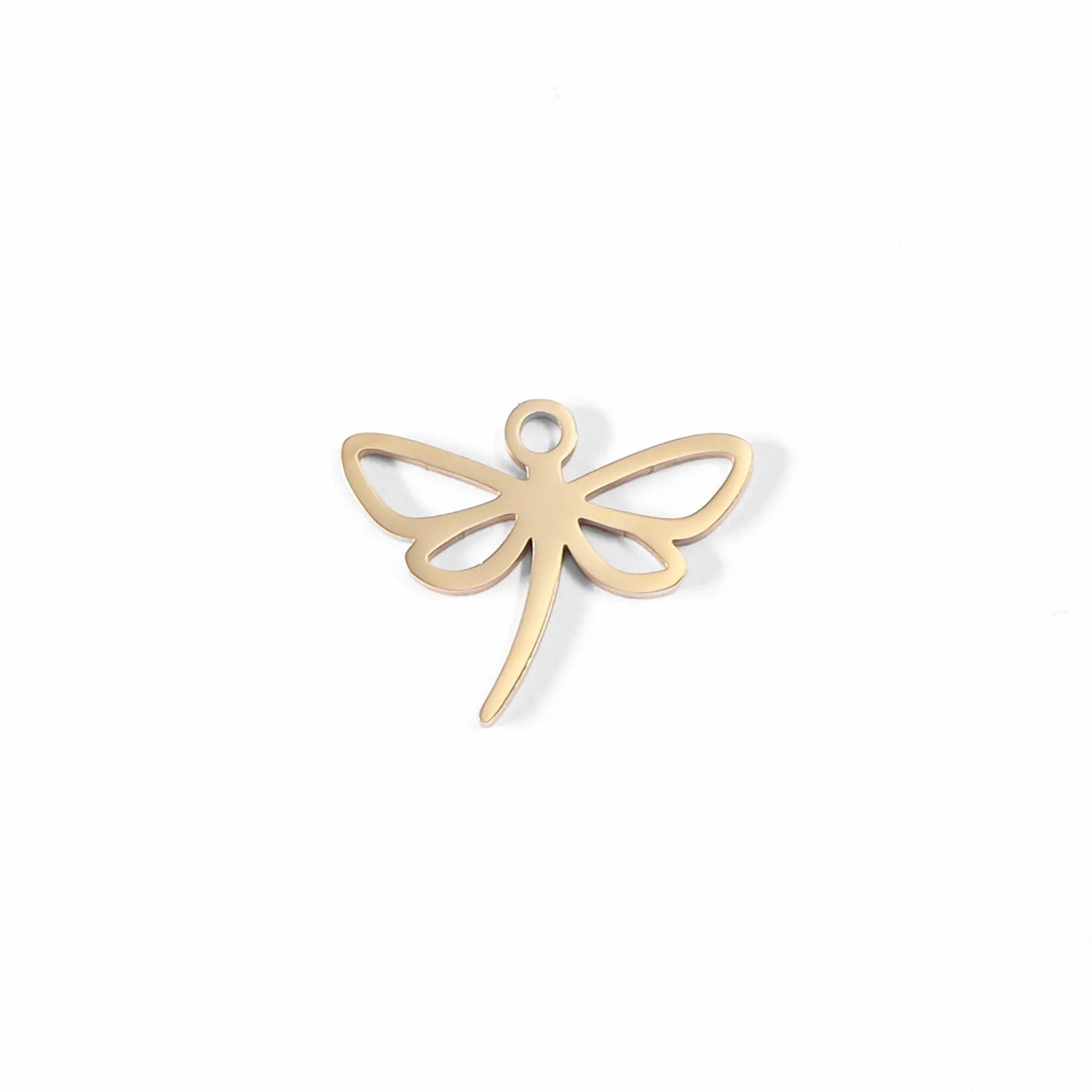 WJW - 18K Gold PVD Stainless Steel Dainty Dragonfly Charm
