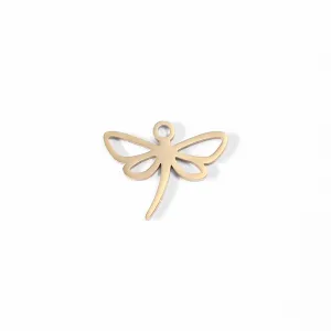 WJW - 18K Gold PVD Stainless Steel Dainty Dragonfly Charm