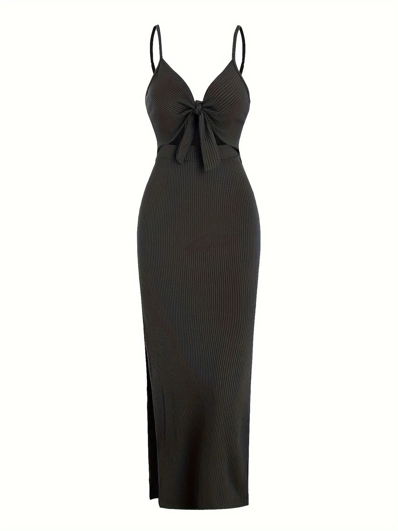 Women's Summer Sexy Dress - V-neck, Tie-up, Hollow-out, Strappy, Slim Fit, Slit, Backless, Summer Party & Holiday Outfit  C-240702-2